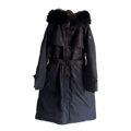 Prada Belted Faux Fur-Trim Hooded Coat | Black